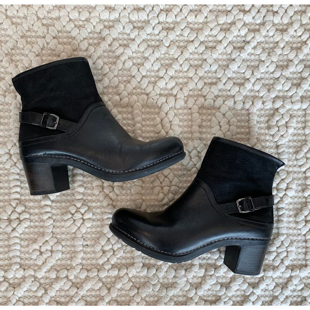 Dansko Hayley Black Leather Suede Comfort
Heeled Ankle Zip Boots womens 38 7.5 8